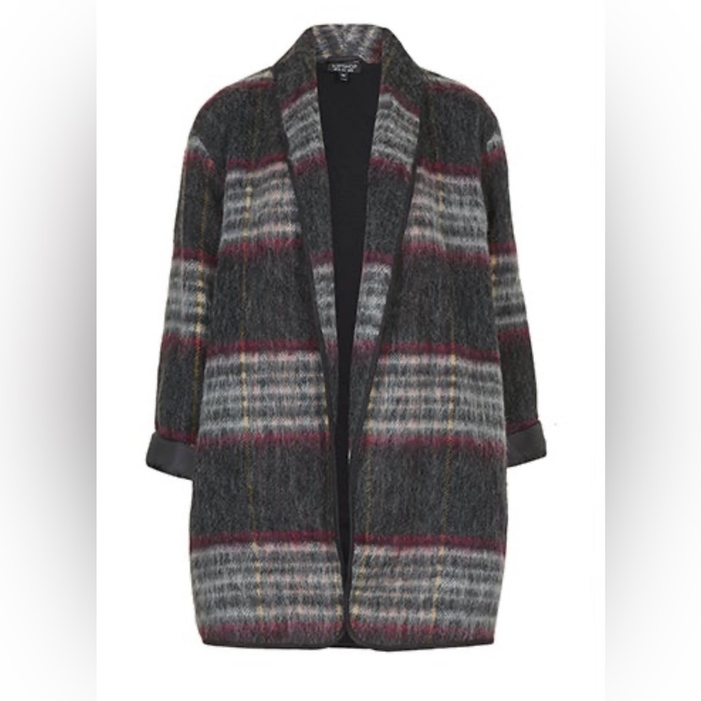 Forever 21 Premium Label Wool Blend Plaid Coat Size XS